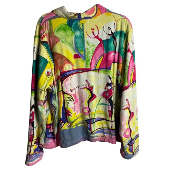 Parsley & Sage Size Xl Full Zip Sweatshirt Yellow Abstract Print Artsy Colorful - Picture 8 of 8